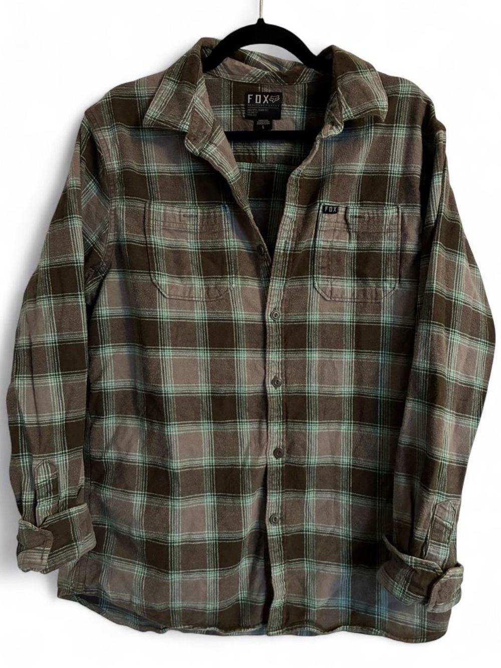 Fox Racing Heritage Flannel gray and teal Large